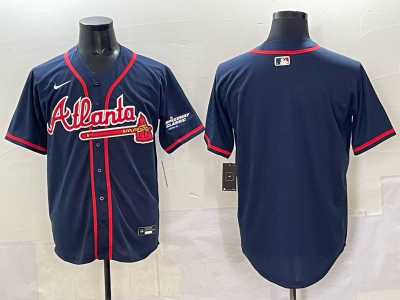 Men Atlanta Braves Blank Drak Blue  joint name Nike 2025 MLB Jersey style 03